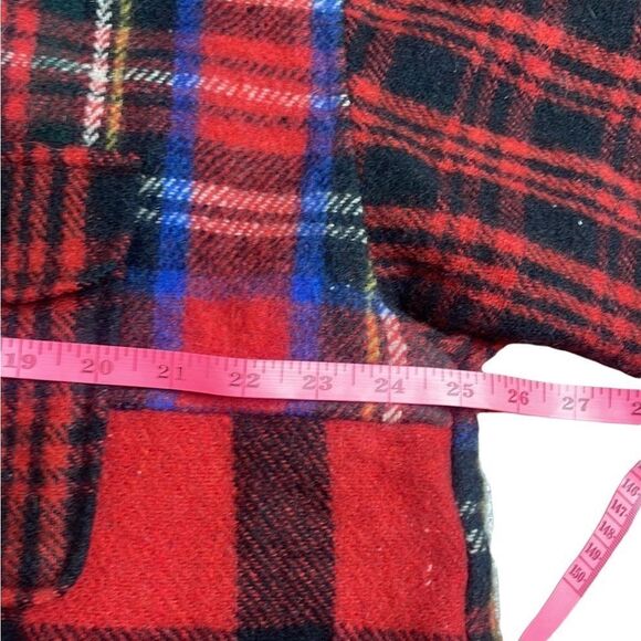 90s Vintagee Nautica Patchwork Wool Plaid Flannel Shacket XL Red Jacket - Picture 6 of 6